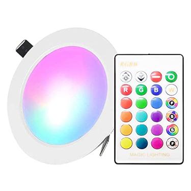 Imagem de Luz de teto embutida LED 10W com controle remoto IR mudança cor dimmável inundação 16 cores e 4 modos piscada