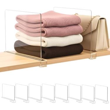 Imagem de SortNStore Divisórias de prateleira organizador de bolsa para armário: 15 cm de altura (versão mais curta) organizador de bolsa de mão de acrílico - Separador de espaço pequeno para embreagens, bolsas