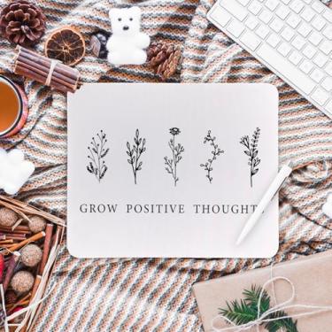 Imagem de Boho Tapete de mouse motivacional para saúde mental floral, crescimento positivo, mouse pad para casa, escritório, dormitório, laptop, computador, acessórios de mesa, suprimentos, 21 x 19 cm