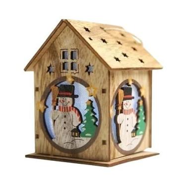 Imagem de 1pc natal led luz casa de madeira bonito árvore pendurado ornamentos d