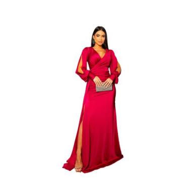 Imagem de Vestido Longo Manga Bufante Festa Madrinha Convidada Casamento Formatu