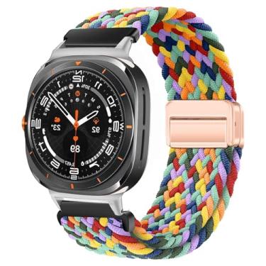 Imagem de HSPTR Pulseira esportiva trançada de nylon para Samsung Galaxy Watch Ultra, 47 mm, correa Galaxy Watch 7 Ultra (cor W)