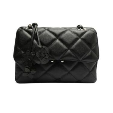 Imagem de Bolsa Tiracolo Preta Couro Mizz Média Flor Arezzo-Feminino