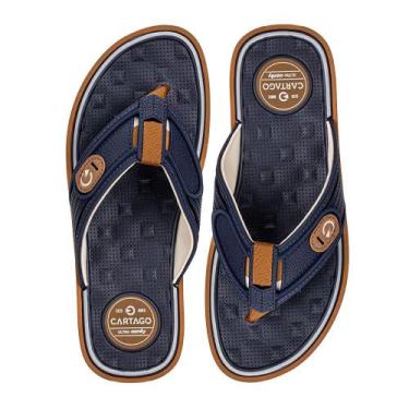 Imagem de Chinelo masculino lyon iv cartago 12531, Bege, Azul, 41