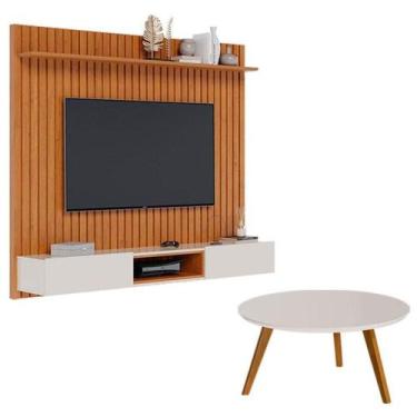 Imagem de Painel Suspenso Loft 1.8 Com Mesa De Centro Classic Redonda Nature Off
