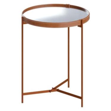 Imagem de Mesa Lateral Aqua Pequena Com Espelho Cobre - Imcal - IMCAL MÓVEIS