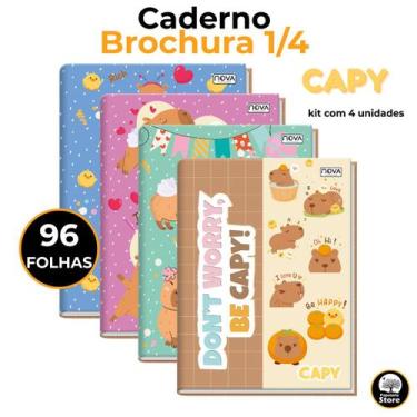 Imagem de Caderno 1/4 Capivara Fofo 96 Folhas Nova Mix Escolar 1 Matéria - Nova 