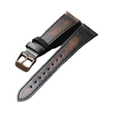 Imagem de Pulseira De Relógio Vintage Masculina Feita À Mão Em Couro Italiano Es