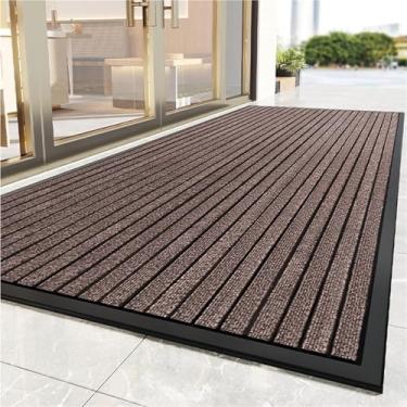 Imagem de Tapete de Porta Frontal, Impermeável e Antiderrapante | Para Entrada Interna e Externa | Boas-Vindas Fosco | Ideal para Porta da Garagem, Quintal e Área de Entrada(Coffee,80x100cm)