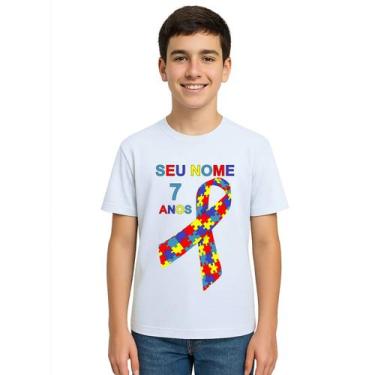 Imagem de Camiseta Autismo Gravata Autista Estampa Personalizada - Use P4, Branc