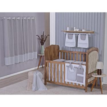 Imagem de Enxoval Bebe Kit Berço Americano Cortina Algodão Menino