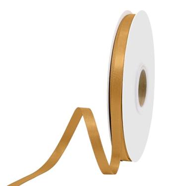 Imagem de Ribtcute Fita de cetim dourada antiga 9,5 cm x 50 metros fita de cetim de seda dupla face para embrulho de buquê de flores, coroas de flores, kit de decoração de cerimônias de casamento