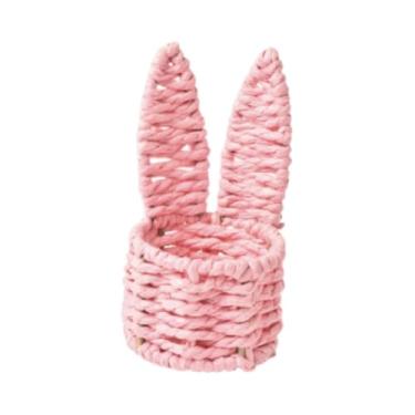 Imagem de Bothyi Cesta de vime em formato de da Páscoa, fofa, e respirável, ideal para levar na mão, guardar ovos de Páscoa, flores, jardim, frutas e, Rosa