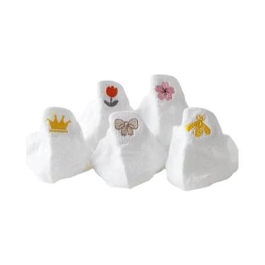 Imagem de Meias Curtas Femininas Com Estampa De Flores Fofas, 5 Pares, Modernas,