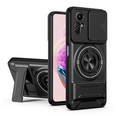 Imagem de SORAKA Capa para Xiaomi Redmi Note 12S 4G com suporte,proteção de lente com janela e capa dupla de PC e TPU compatível com suporte magnético para carro