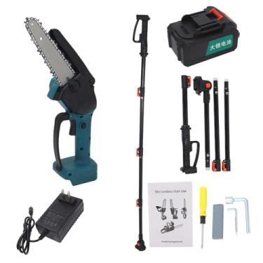 Imagem de Marhynchus Mini Motosserra Sem Fio 2 Em 1, Lâminas de Aço SK5 Alimentadas por Bateria de 21 V Com Haste de Extensão de 3,3 a 6,56 Pés, para Aparar árvores e Podar Galhos (plugue americano)