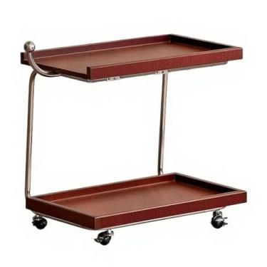 Imagem de Mesa lateral de sofá móvel moderna carrinho de lazer rack de armazenamento com rodas mesa de cabeceira mesa de centro simples (vermelho)