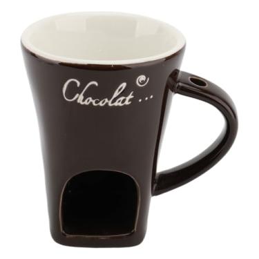 Imagem de Cryfokt Caneca de Cerâmica para Derreter Chocolate, Aquecedor de Velas para Cozinha Com Garfo, Ideal para Festas de Fondue, Material Cerâmico, Próprio para Máquina de Lavar Louça, Escolha de (Marrom)