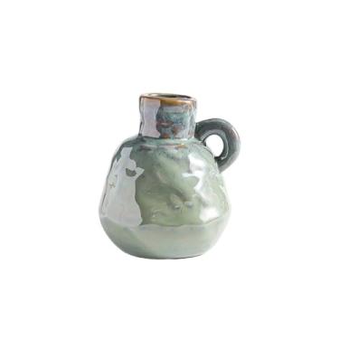 Imagem de Arranjo de vaso de cerâmica azul-petróleo moderno sala de estar arranjo de flores decoração de móveis pequenos arranjos de flores centros de mesa