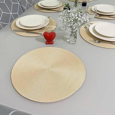 Imagem de Kit 6 Peças Jogo Americano Redondo Sousplat Cozinha Jantar Descanso de Prato Sousplat Cozinha(CREME,6 PEÇAS)