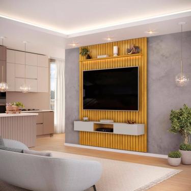 Imagem de Painel para Tv até 60 Polegadas Ripado com LED 183cm Trento Cedro/Bali