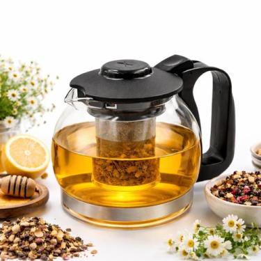 Imagem de Bule Infusor Chaleira De Vidro Com Coador De Chá Inox 1200ml - FG