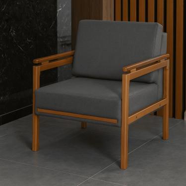 Imagem de Poltrona Decorativa Montreal Para Sala De Estar Escritório Recepção Linho Grafite