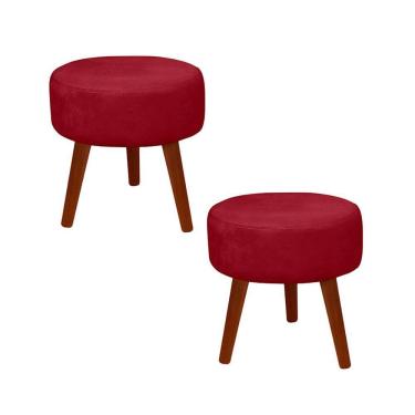 Imagem de Kit 2 Puff Redondo Decorativo Danny Pés Palito Cor:vermelho