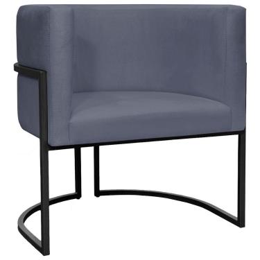 Imagem de Poltrona Luna Suede Cores Base De Ferro Preta - Cinza, Suede