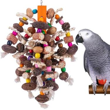 Imagem de Brinquedo Grande De Madeira Para Papagaios, Para African Grey, Macas, 