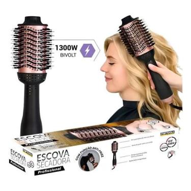 Imagem de Escova Secadora de Cabelo 1300W Bivolt 3 Temperaturas Cabo Giratório A