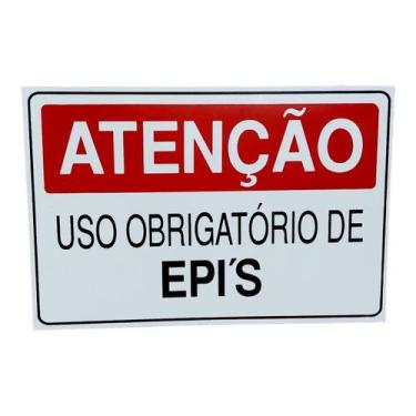 Imagem de Placa DE Sinalização ATENCAO USO OBRIGATORIO DE EPIS 20X30 - ASELETRO