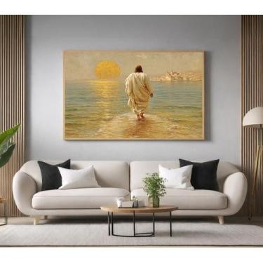 Imagem de Quadros Decorativos com Moldura Jesus Andando Aguas para Sala Quarto e