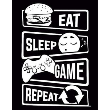 Imagem de Kit 3 Placas Eat Sleep Game Repeat Preta 36X46