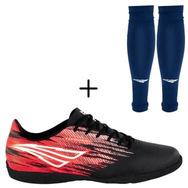 Imagem de Kit 01 Chuteira Futsal Penalty Tornado Antiderrapante+01 Meião Canelito Penalty Storm (Meião Sem Pé)