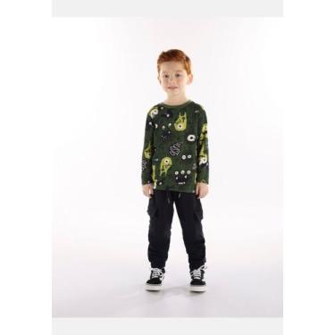 Imagem de Conjunto Infantil Masculino com Camiseta e Calça de Monstrinho Três e 