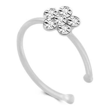 Imagem de Piercing Argola Pedra Strass Nariz Flor Prata - Prateado - De Castro J