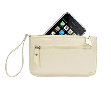 Imagem de Bolsa Clutch Carteira de Mão Feminina em Couro Legítimo Madamix, Off w