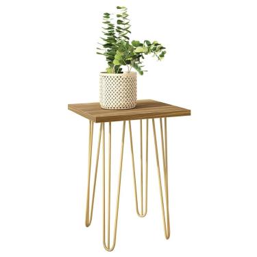 Imagem de Mesa Centro Lateral Apoio (montada) Iron 62cm Marrom Caemmun