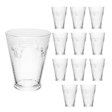 Imagem de Jogo 12 Copos De água Lines Butterfly Em Vidro Transparente Wolff 350ml