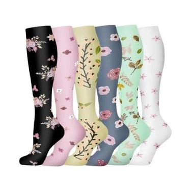 Imagem de Meias De Compressão Florais Com Estampa De Animais E Frutas, 6 Pares P