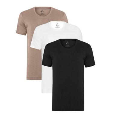 Imagem de Kit 3 Camisa Camisetas  Algodão Egipcio Slim Fit Básico-Masculino