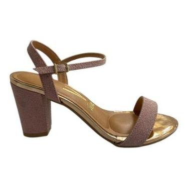 Imagem de Sandalia Feminino Vizzano Casual Brilho Metalizada Glitter Salto 6262.474 Rose-Feminino