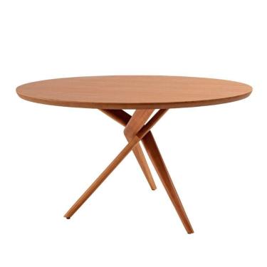 Imagem de Mesa Para Sala De Jantar Ballare 120cm Tampo Redondo Moderna Imbuia Natural
