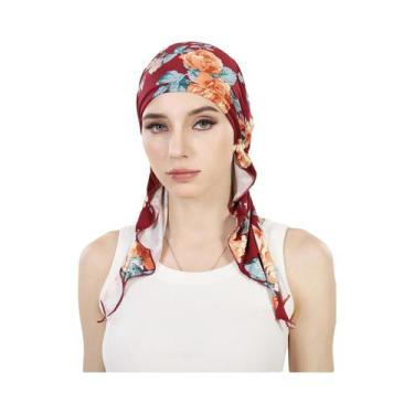 Imagem de Hijab Turbante Feminino Muçulmano Com Estampa, Elástico, Cauda Longa, 