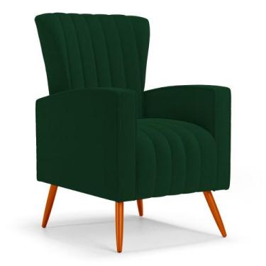 Imagem de Poltrona Decorativa Melody com Pés Palito Bouclê Verde - Desk Design