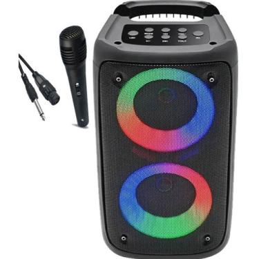 Imagem de Caixa De Som Bluetooth Potente Led Rgb Portátil + Microfone - Grasep, 