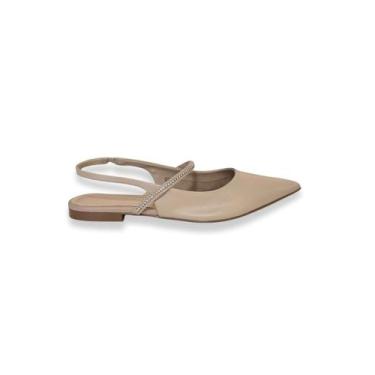 Imagem de Slingback Tira De Strass Nude Couro Lia Line, 38