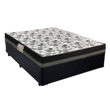 Imagem de Cama Box Casal Sintético + Colchão Casal Ortobom Iso Dupla Face 60x138x188 Cor:preto