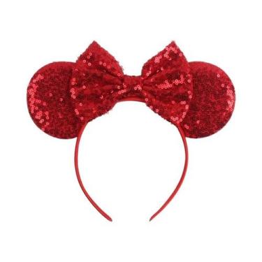 Imagem de Tiara De Orelhas De Rato Com Laço De Lantejoulas De 5 Polegadas Para M